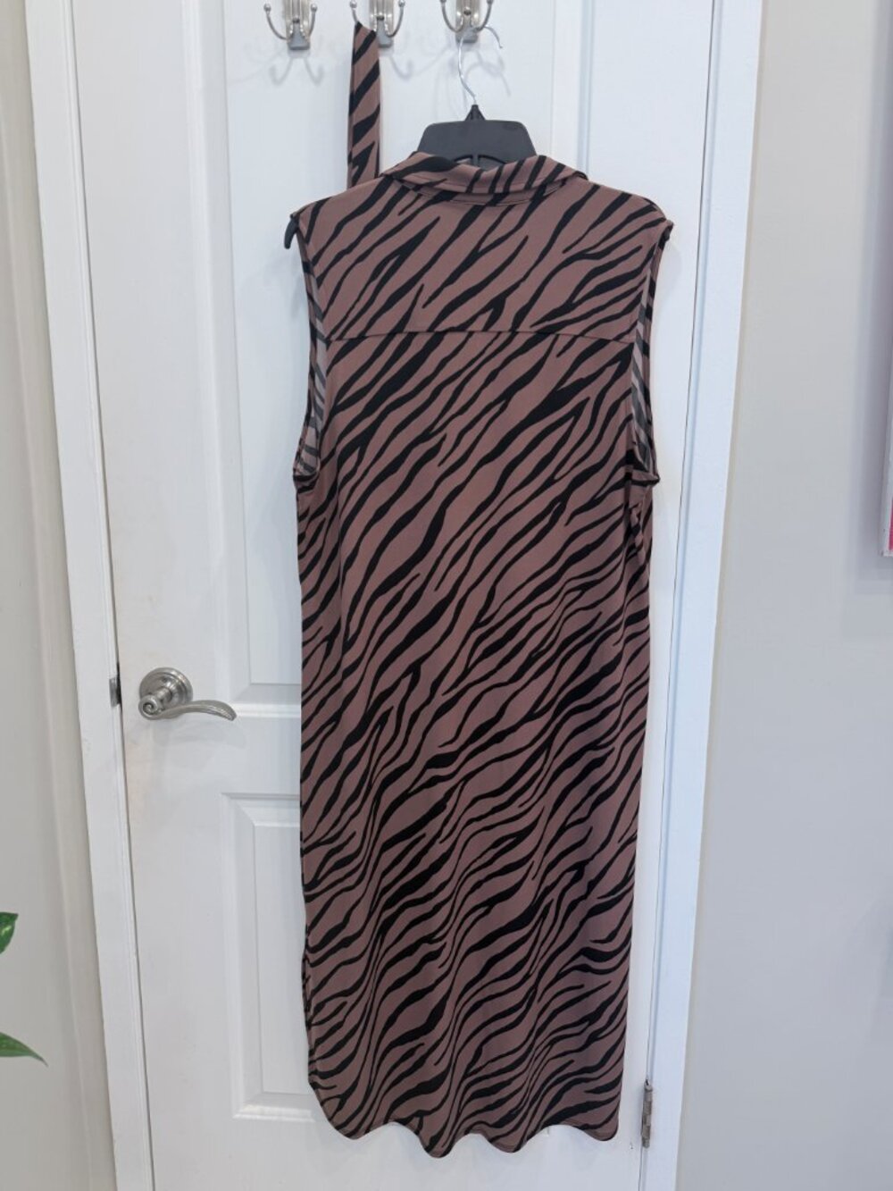 INC International Concepts Zebra Print Shirt Dress XL Sleeveless Taupe Black - Picture 2 of 12
